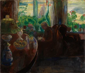 Innenraum mit dem Maler Oluf Wold-Torne